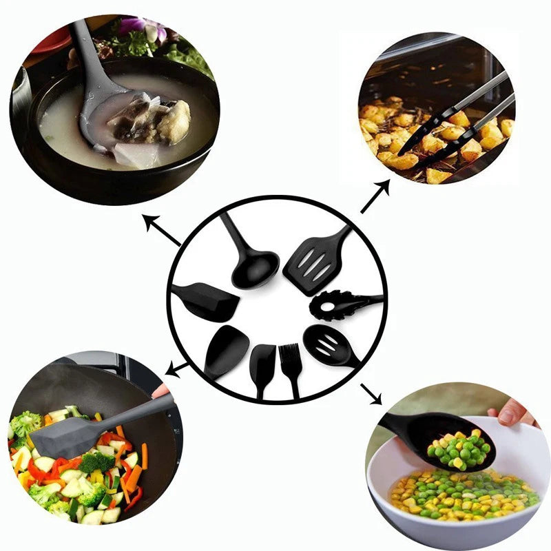 10/12 PCS Heat Resistant Silicone Cookware Set