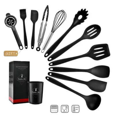 10/12 PCS Heat Resistant Silicone Cookware Set