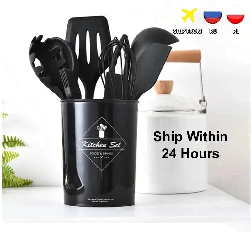 10/12 PCS Heat Resistant Silicone Cookware Set